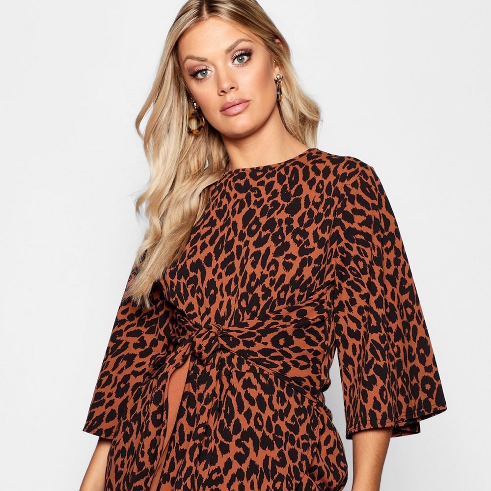 Leopard Print Kimono Wrap Dress - NWT